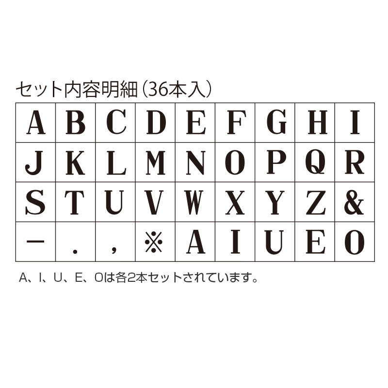 シャチハタ 柄付ゴム印 連結式 アルファベットセット