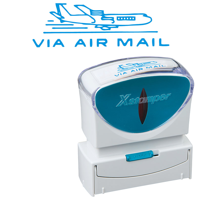 シャチハタ【VIA AIR MAIL（航空郵便）】藍色 ビジネス用B型 英文 キャップレス｜シャチハタ館